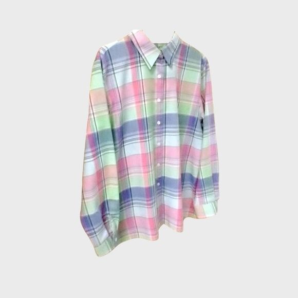 FoxCroft Women'sMulti- Color New Wrinkle Free Plaid Shirt.Plus Size 1X - Picture 2 of 12